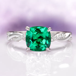 Sophia Twisted Vine Emerald Ring in Sterling Silver