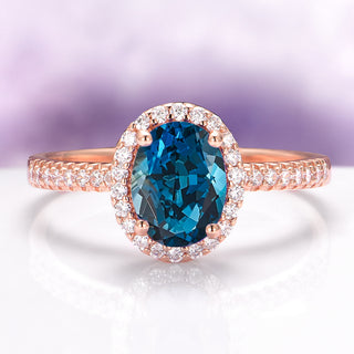 Iris Natural London Blue Topaz Ring in 14K Rose Gold Vermeil