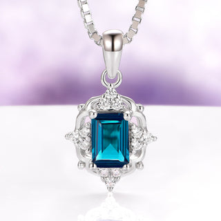 Natural London Blue Topaz Necklace in Sterling Silver