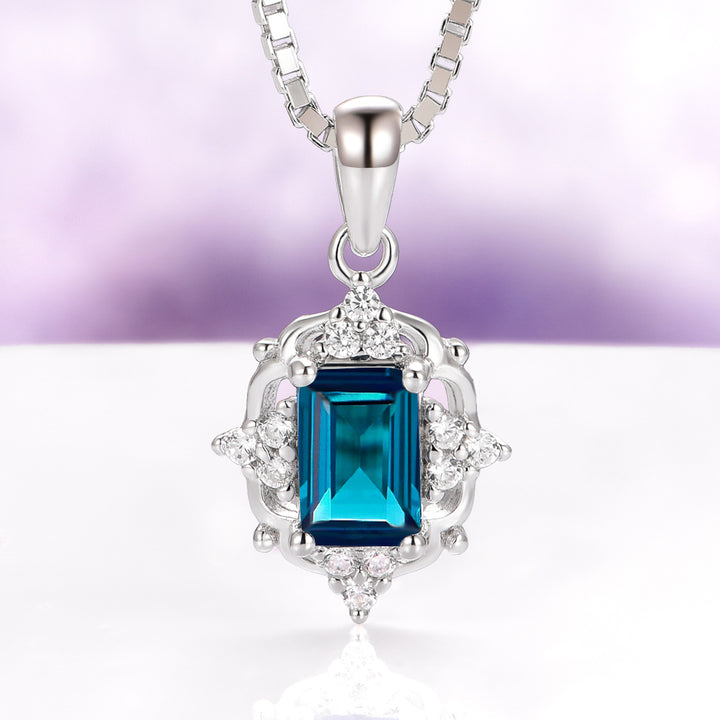 Claire Natural London Blue Topaz Necklace in Sterling Silver