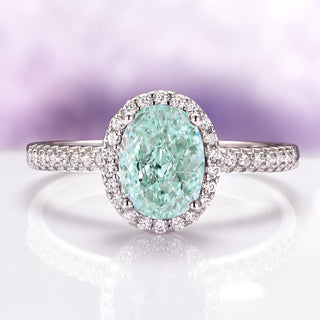 Iris Green Amethyst Engagement Ring in 14K White Gold