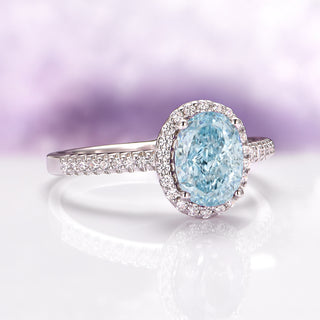 Iris Oval Aquamarine Engagement Ring in 14K White Gold
