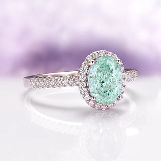 Iris Green Amethyst Engagement Ring in 14K White Gold