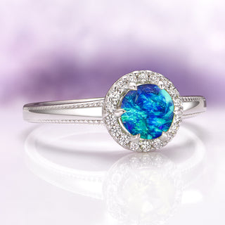 Ella Blue Fire Opal Ring in Sterling Silver