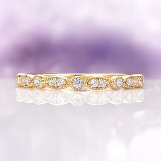 Vintage Diamond Wedding Band in 14K Yellow Gold Vermeil