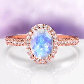 Iris Oval Moonstone Ring in 14K Rose Gold Vermeil