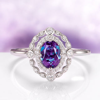 Valentina Vintage Alexandrite Ring in Sterling Silver