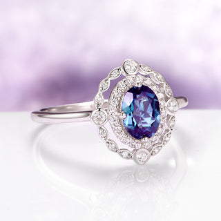 Valentina Vintage Alexandrite Ring in Sterling Silver