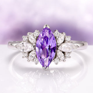 Adeline Marquise Cut Tanzanite Ring in Sterling Silver