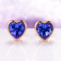 Heart Sapphire Stud Earrings in 14K Rose Gold Vermeil by Aquamarise, featuring vivid blue heart-shaped sapphires set in delicate rose gold vermeil for elegant September birthstone jewelry.