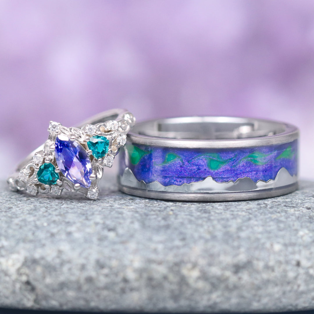 Elain Tanzanite & Teal Sapphire Fairy Ring- Sterling Silver