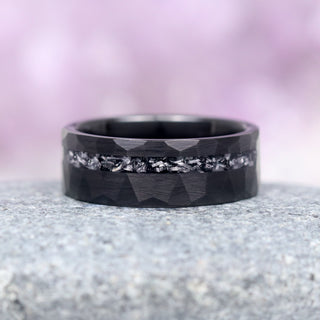 Galaxy Salt & Pepper (Herkimer) Diamond & Meteorite Couples Ring Set