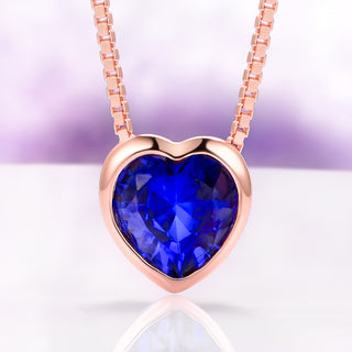 Heart Sapphire Necklace in 14K Rose Gold Vermeil