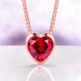 Heart Ruby Necklace in 14K Rose Gold Vermeil