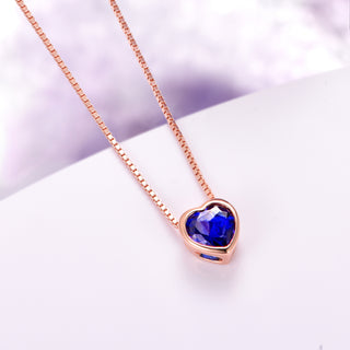 Heart Sapphire Necklace in 14K Rose Gold Vermeil
