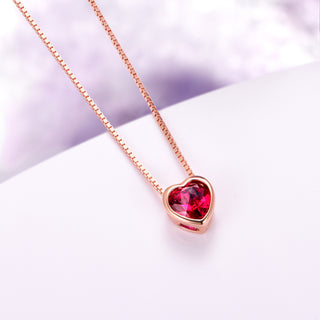 Heart Ruby Necklace in 14K Rose Gold Vermeil