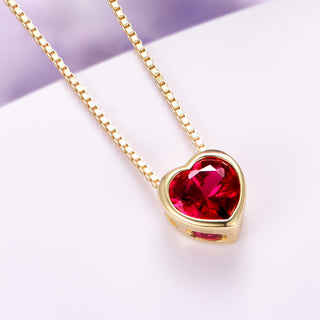 Heart Ruby Necklace in 14K Yellow Gold Vermeil