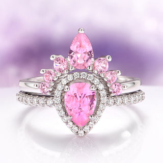 Amy Pink Sapphire Engagement Ring Set in Sterling Silver