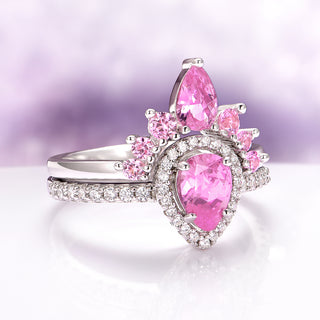 Amy Pink Sapphire Engagement Ring Set in Sterling Silver