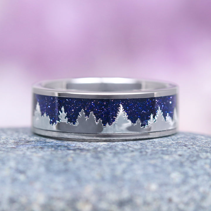 Starry Night & Trees Couples Ring Set