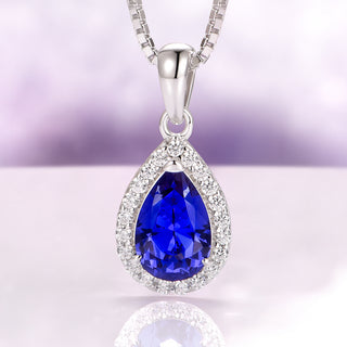Vera Teardrop Sapphire Necklace in Sterling Silver