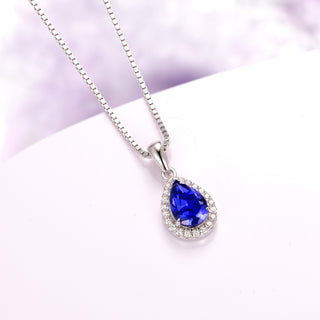 Vera Teardrop Sapphire Necklace in Sterling Silver