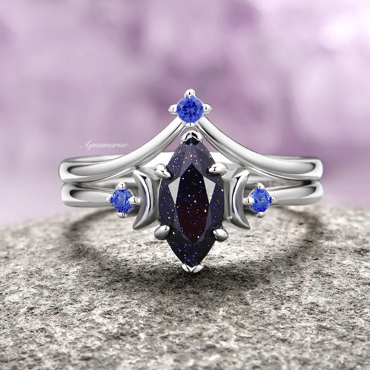 Lunar Starlight Ring Set (Starry Night)- Sterling Silver