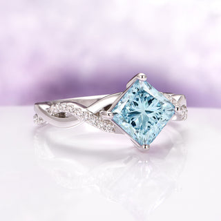 Sophia Twisted Vine Aquamarine Ring in Sterling Silver