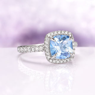 Belle Cushion Cut Aquamarine Ring in Sterling Silver