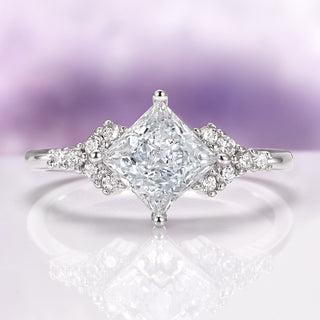 Ellie Princess Cut Moissanite Engagement Ring in 14K White Gold