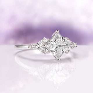 Ellie Princess Cut Moissanite Engagement Ring in 14K White Gold