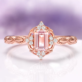 Vintage Morganite Ring in 14K Rose Gold Vermeil