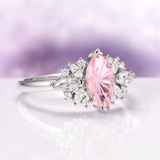 Adeline Unique Fireworks Cut Morganite Couples Ring Set