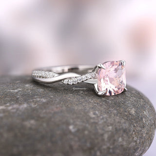 Sophia Cushion Cut Morganite Ring in Sterling Silver