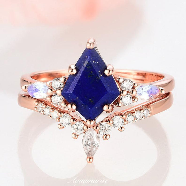 Skye Kite™ Lapis Lazuli & Moonstone Ring Set- 14K Solid Rose Gold