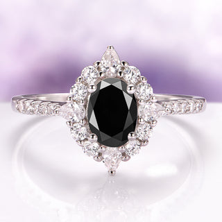 Astra Black Onyx Engagement Ring in Sterling Silver