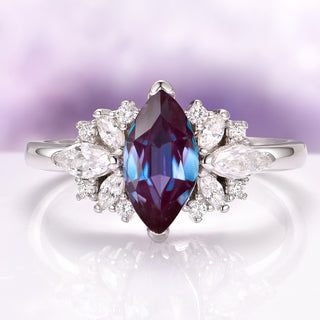 Adeline Marquise Cut Alexandrite Ring in Sterling Silver