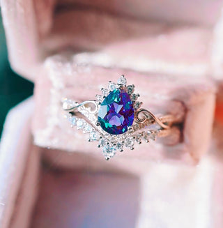 Faye Alexandrite Ring Set in Sterling Silver  (Two Piece)