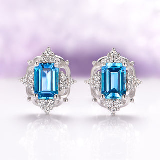 Natural London Blue Topaz Earrings in Sterling Silver