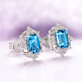Natural London Blue Topaz Earrings in Sterling Silver