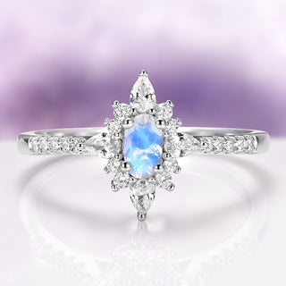 Starburst Natural Moonstone Ring in Sterling Silver