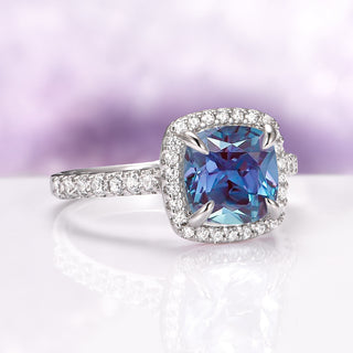 Belle Cushion Cut Alexandrite Ring in Sterling Silver