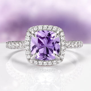 Belle Cushion Cut Natural Amethyst Ring in Sterling Silver