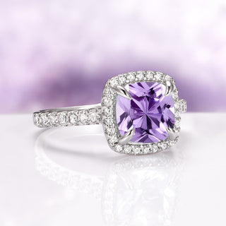 Belle Cushion Cut Natural Amethyst Ring in Sterling Silver
