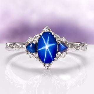 Esme Natural Star Sapphire Engagement Ring in Sterling Silver