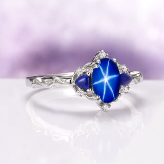 Esme Natural Star Sapphire Engagement Ring in Sterling Silver