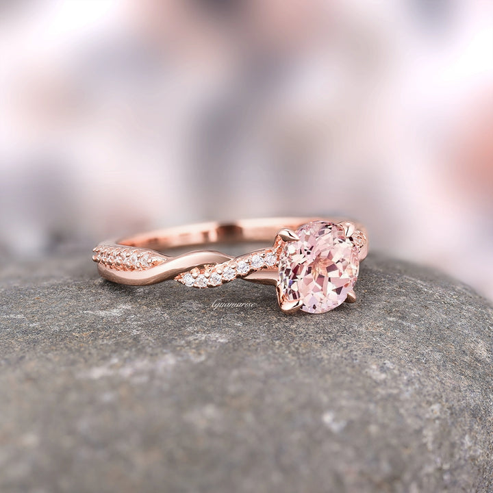 Sophia Twisted Vine Morganite Ring- 14K Rose Gold Vermeil