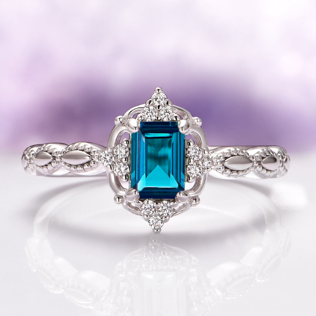 Claire Vintage London Blue Topaz Ring in Sterling Silver – Aquamarise