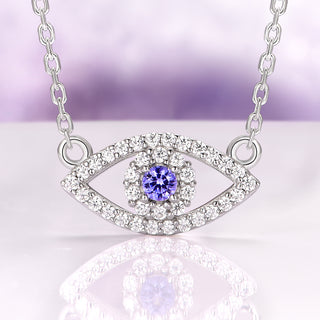 Evil Eye Tanzanite Necklace in Sterling Silver