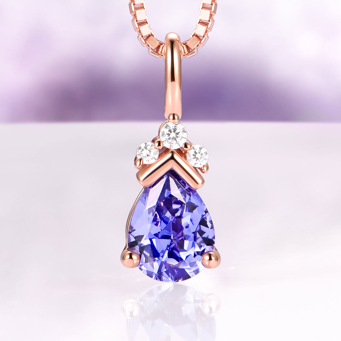 Teardrop Tanzanite Necklace in 14K Rose Gold Vermeil – Aquamarise